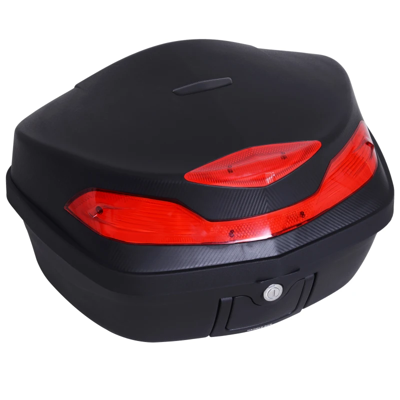 HOMCOM Baúl Moto Universal 48L + Llaves y Accesorios Equipaje Caja de Moto Topcase Casco para Motocicleta Ciclomotores Scooter