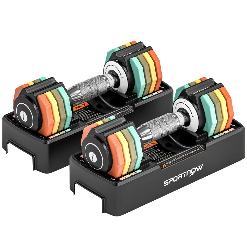 SPORTNOW Verstellbare Hantel Set, 1-5 kg Hanteln mit Schnelleinstellung Ablagefach, rutschfest Griff Platzsparend