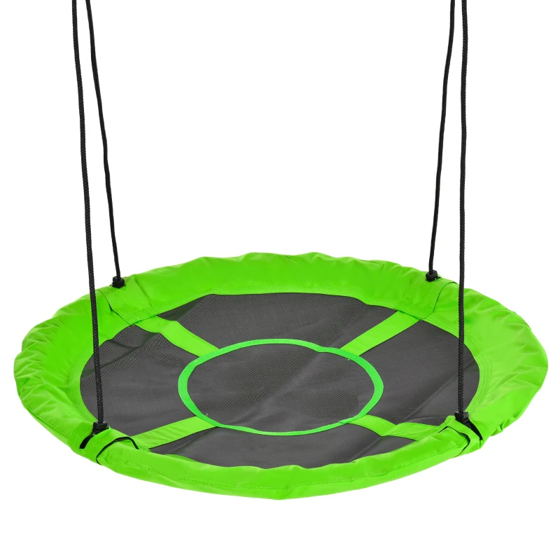 Outsunny Balançoire nid d'oiseau Ronde balançoire Panier Ø 110 cm 4 Anneaux Inclus métal époxy Oxford Haute densité Vert