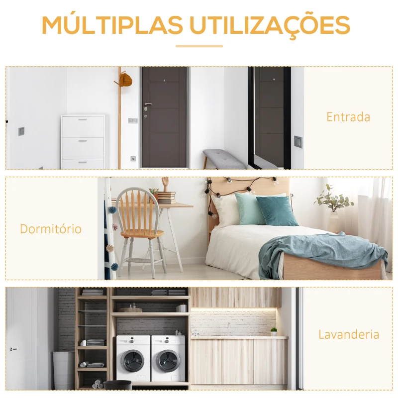 HOMCOM Suporte para Cabides com 4 Prateleiras de Armazenamento e Barra de Pendurar Estilo Industrial 101x39x160cm Madeira e Branco