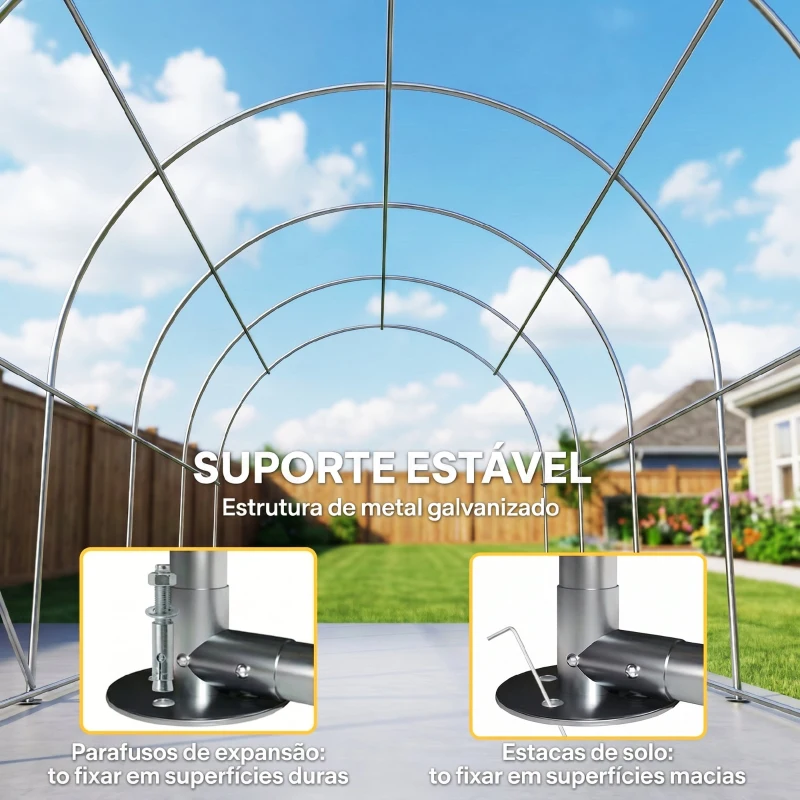 Outsunny Garagem Exterior 3x6 m Impermeável com Tecido PE Resistente e Estrutura de Metal Galvanizado UPF 30+ Branco