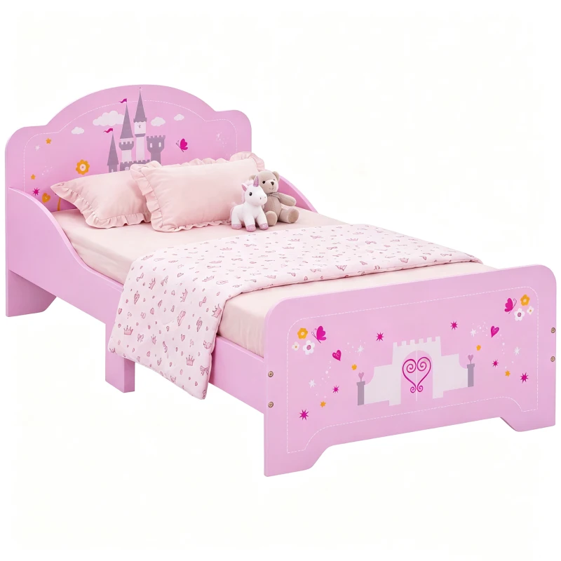 Homcom Pat Copii Roz – 143×73×60 cm, Lemn, pentru Varste 3-6 Ani