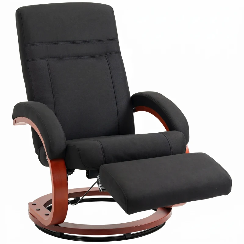 HOMCOM Relaxsessel mit Liegefunktion Fernsehsessel mit hoher Rückenlehne ergonomische Armlehne Fußstütze Holzbasis Leinenoptik