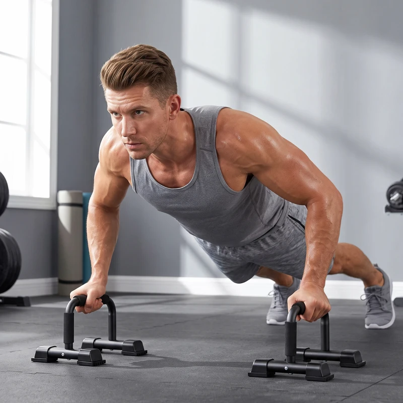 HOMCOM Dip Barren 2er Set Dip Station bis 120 kg belastbar Dip Stange Fitnessgeräte für Zuhause Parallettes Calisthenics Equipment für Krafttraining