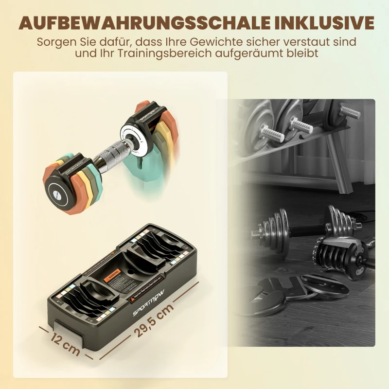 SPORTNOW Verstellbare Hantel Set, 1-5 kg Hanteln mit Schnelleinstellung Ablagefach, rutschfest Griff Platzsparend