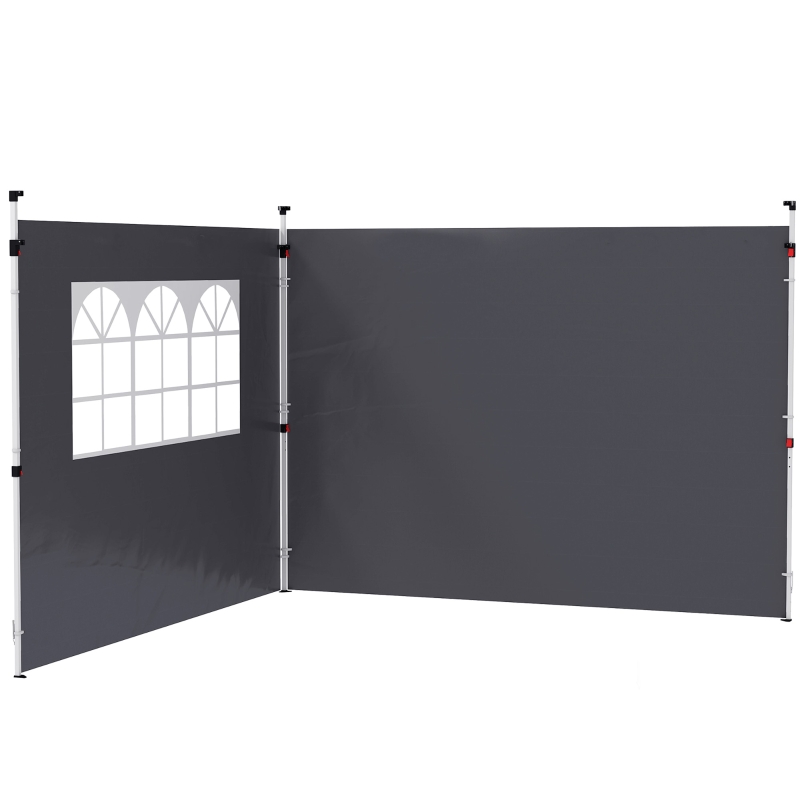 Outsunny Paredes Laterais para Tenda de 295x200 cm 2 Painéis de Tecido Oxford de 300x200 cm com Janela para Festas Cinzento Escuro