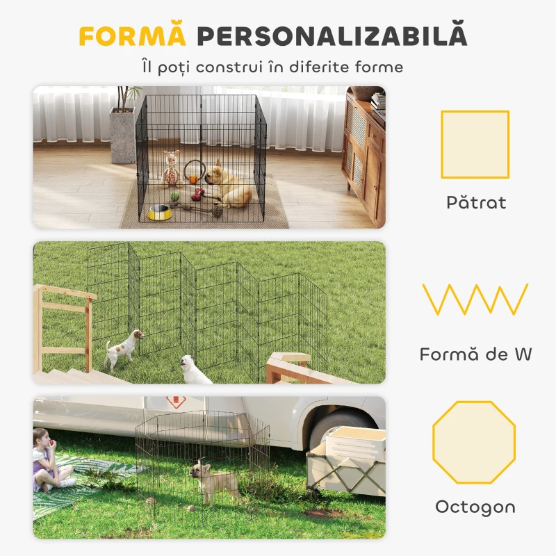 PawHut Țarc pentru Câini Extensibil și Pliabil din Metal 50x80 cm Negru