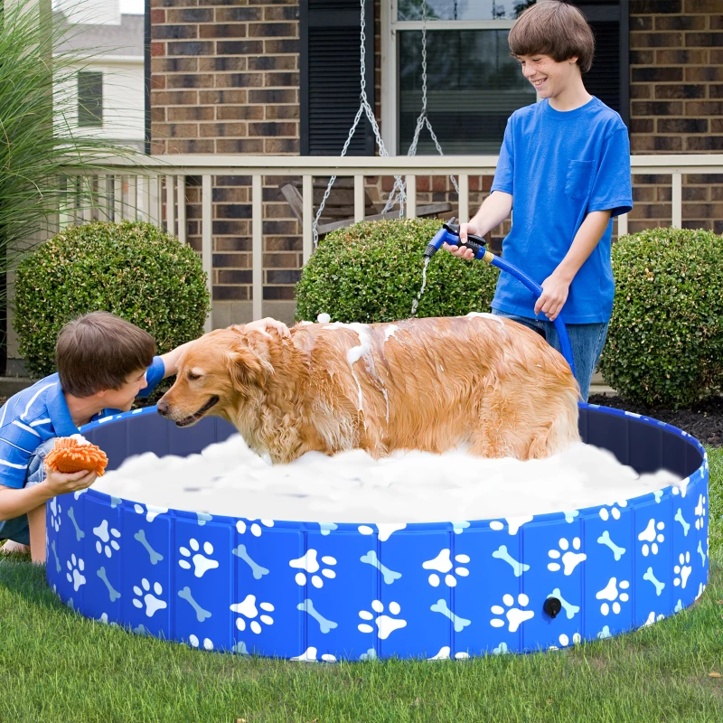 PawHut Hundepool Faltbar Planschbecken für Hunde bis 65 kg Ø160 x 30 cm Rutschfest Hundebadewanne Swimmingpool Schwimmbecken für Hunde und Katzen