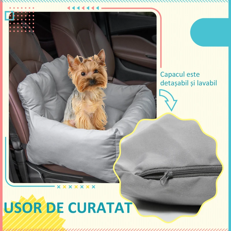 PawHut Scaun Auto pentru Caine Talie Mica – Husa Bumbac Detasabila & Curele de Siguranta