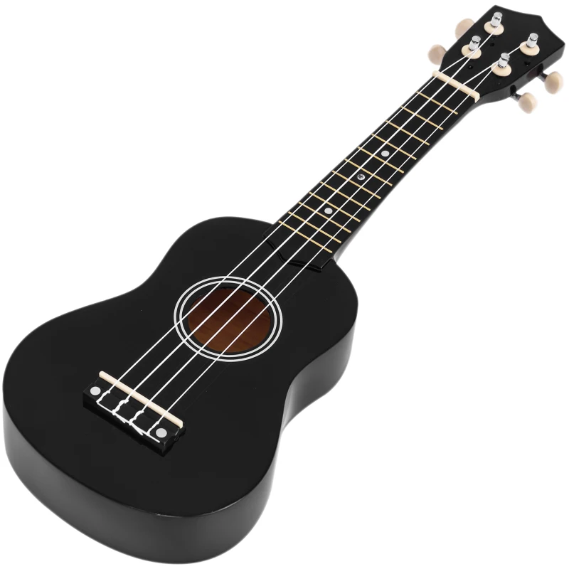 HOMCOM Ukulele per Principianti da 21 Pollici in Legno con Corde in Nylon, Plettro e Corda di Ricambio, Nero
