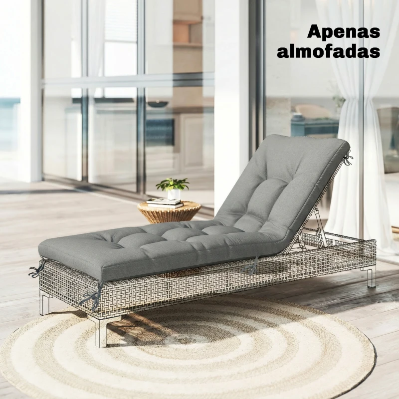 Outsunny Almofada para Banco Exterior com Alças de Fixação Proteção UV50+ Recuperação Lenta Interior Exterior 198x65x13 cm Cinzento