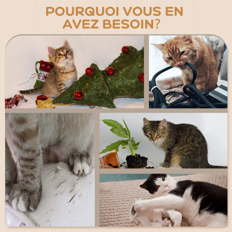 PawHut Arbre à chat parcours mural complet 4 pièces griffoir hamac plateforme sisal peluche gris