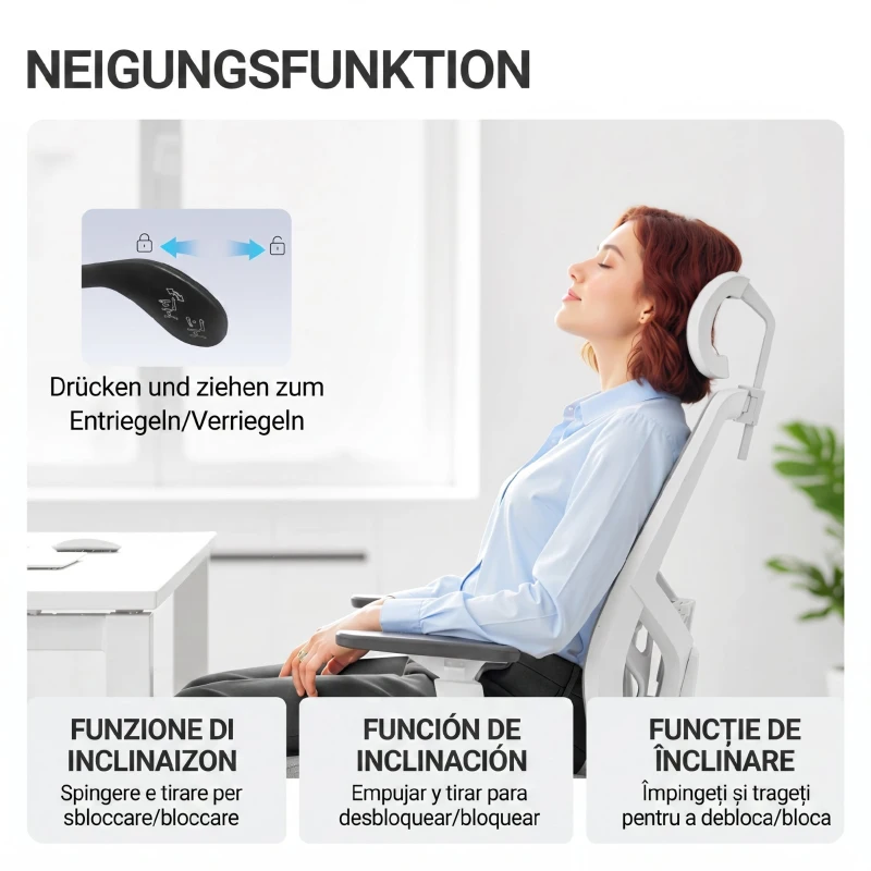 HOMCOM Scaun de Birou Ergonomic și Respirabil cu Suport Lombar Dinamic 4D, 64.5x62.5x112-122 cm, Multicolor