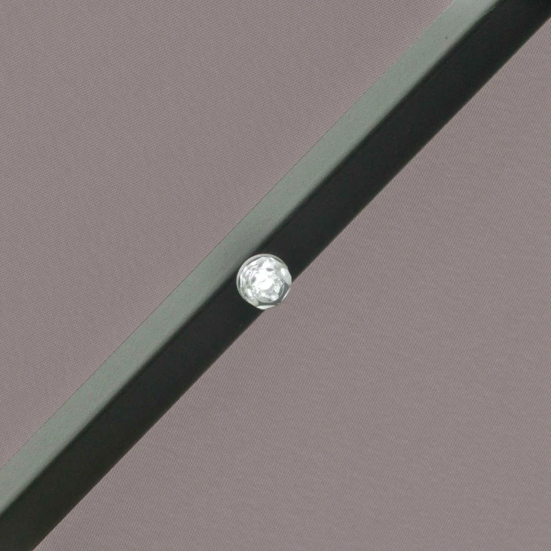 Outsunny Umbrelă de Grădină Reglabilă Ø265 cm cu 32 Lumini LED Solare și Manivelă, Umbrelă de Exterior cu 8 Bare de Sprijin, din Oțel, Poliester, pentru Terasă, Curte, Balcon, Gri