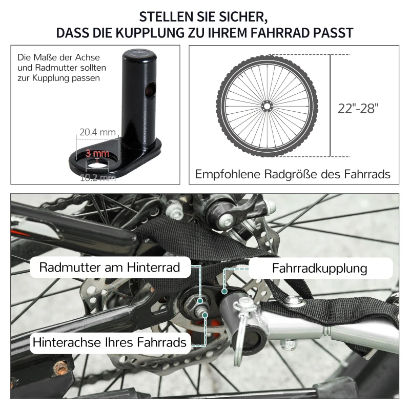 HOMCOM Fahrradanhänger Lastenanhänger Belastbarkeit max. 40 kg Transportanhänger Handwagen Lasten-Fahrradanhänger Weiß+Schwarz Stahl Oxford 140 x 77 x 65 cm