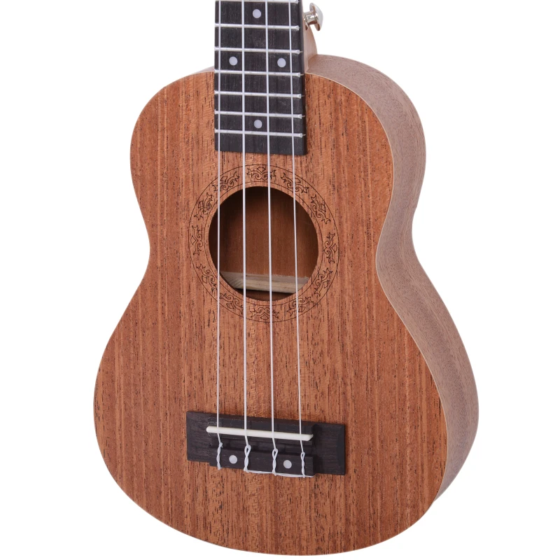 HOMCOM Ukelele Soprano para Principiantes con 4 Cuerdas de Nylon Ajustables Juguete educativo 53x17,5x6,2cm Madera