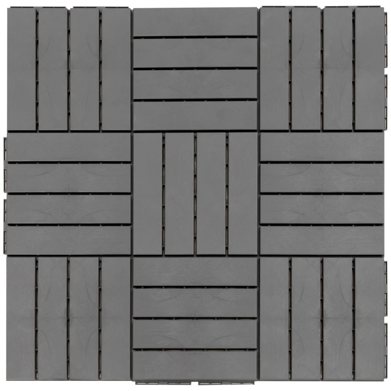 Outsunny Terrassenfliesen 30 x 30 cm 9 Stück 0,81㎡ Klickfliesen Balkonfliesen mit Klicksystem Drainagefunktion Bodenbelag Fliese für Terrasse Balkon Dunkelgrau
