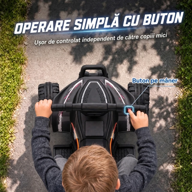 AIYAPLAY ATV Electric pentru Copii 18-48 Luni, 6V, 2 km/h, Sarcină 25 kg, Negru