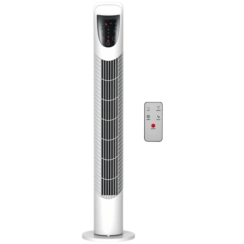 HOMCOM Turmventilator, 3 Modi, leiser Betrieb, Timer, Fernbedienung, 18x78,5cm, Weiß