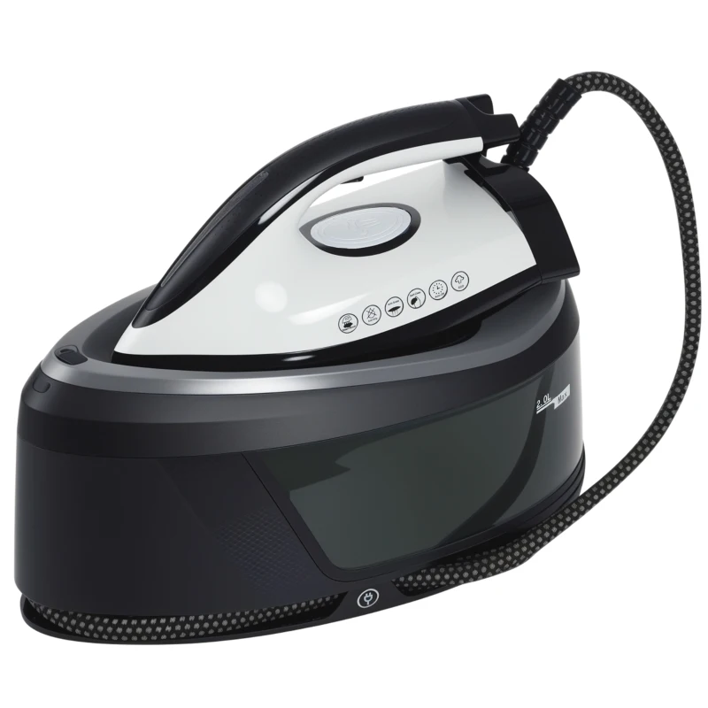 HOMCOM Ferro com Caldeira 2800W 100 g/min 8 Bares Função ECO Base de Cerâmica Desligamento Automático Sistema Anticalcário Autolimpeza Depósito Amovível 2 L Azul