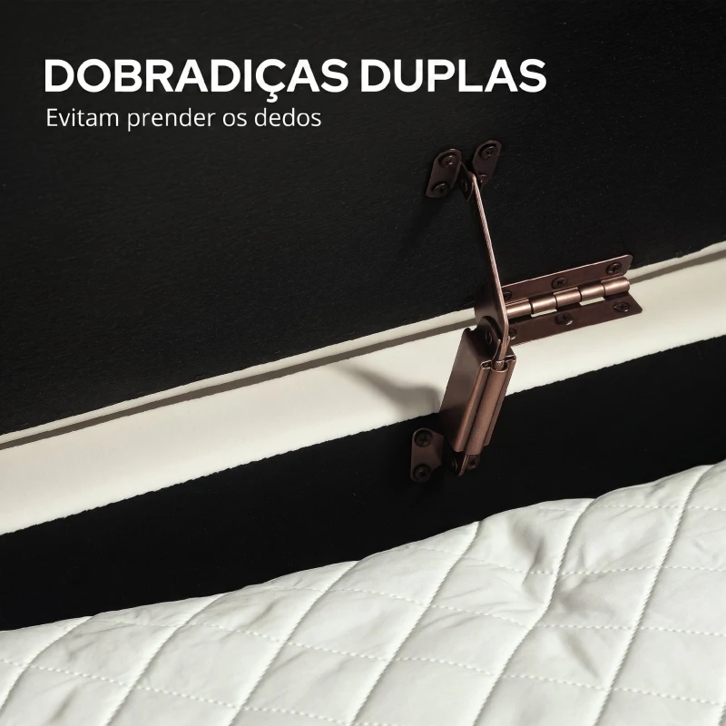 HOMCOM Banco para Pé de Cama em Veludo com Arrumação e Pés Dourados, 108x44x43,5 cm, Creme
