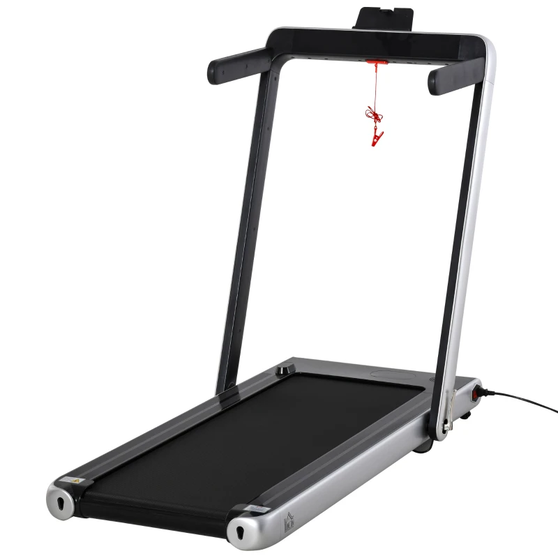 HOMCOM Elektrisches Laufband mit LED-Display Faltbares Fitnessgerät 1-12 Km/h Stahl Schwarz+Silber 134 x 66 x 107 cm