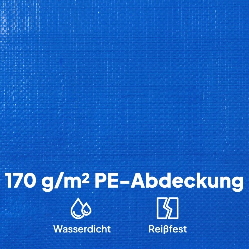 Outsunny Poolabdeckung rund Ø 550 cm staub- und wasserdichte Abdeckplane mit Sicherungsseil Spanner für Sommer & Winter, Blau