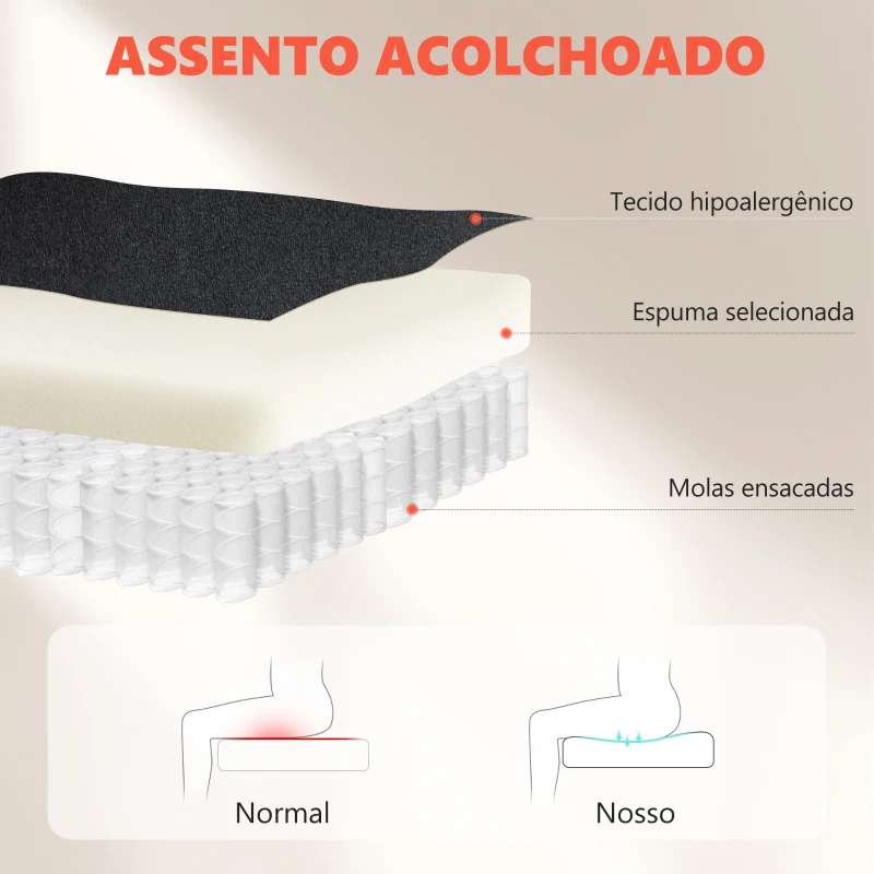 HOMCOM Cadeira de Escritório Apoios de Braços Rebatíveis Altura Ajustável Função Basculante e Estofada em Veludo 68x69x118 cm Preto