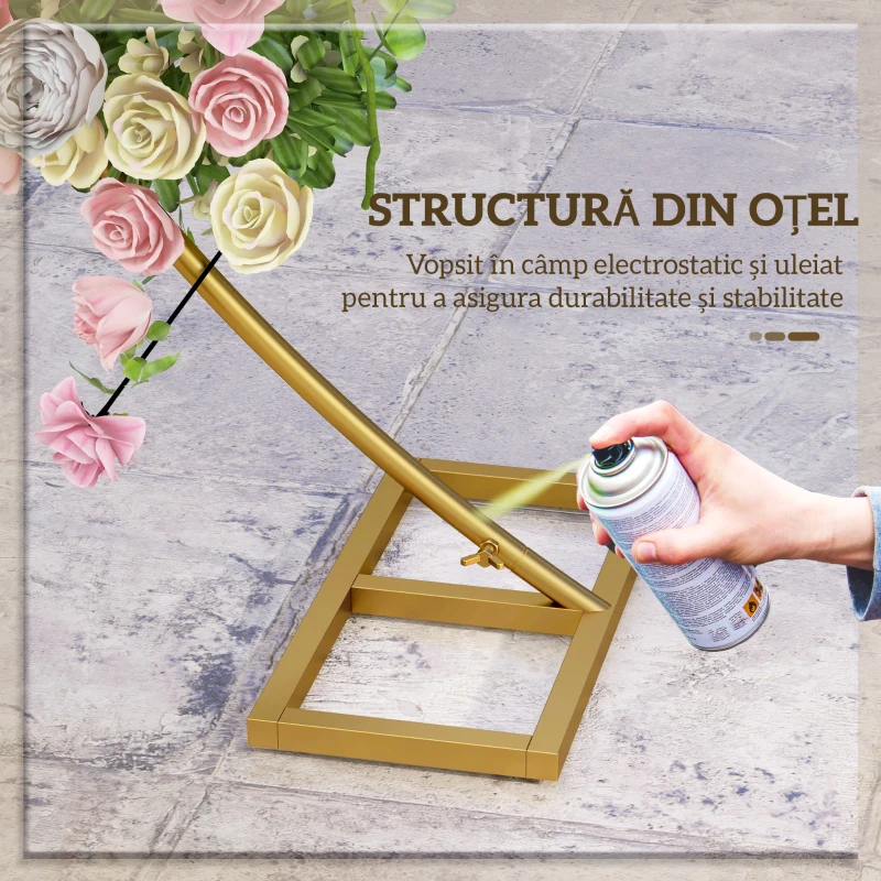 Outsunny Arc din Oțel Auriu pentru Baloane și Plante Cățărătoare