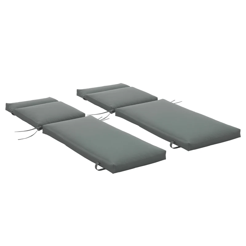 Outsunny 2er Set Auflage für Sonnenliege, Liegenauflage für Gartenliege extra dick 8cm Polsterauflage Dunkelgrau NUR Kissen(m-12)