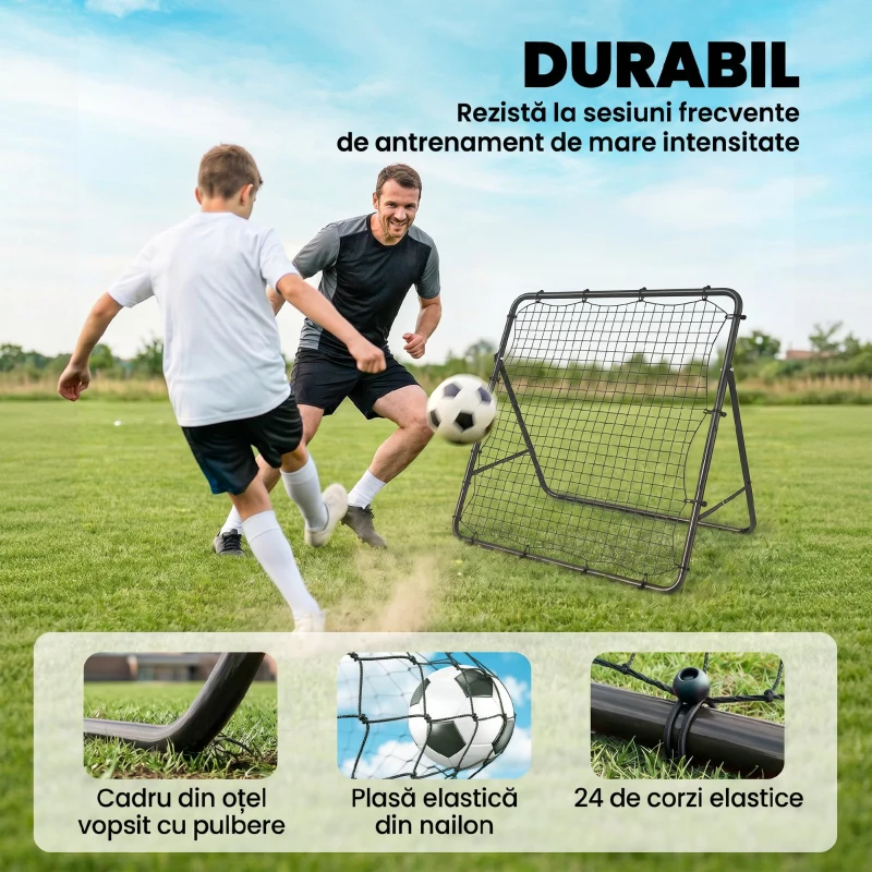SPORTNOW Rebounder pentru Fotbal cu 5 Unghiuri Reglabile, Negru