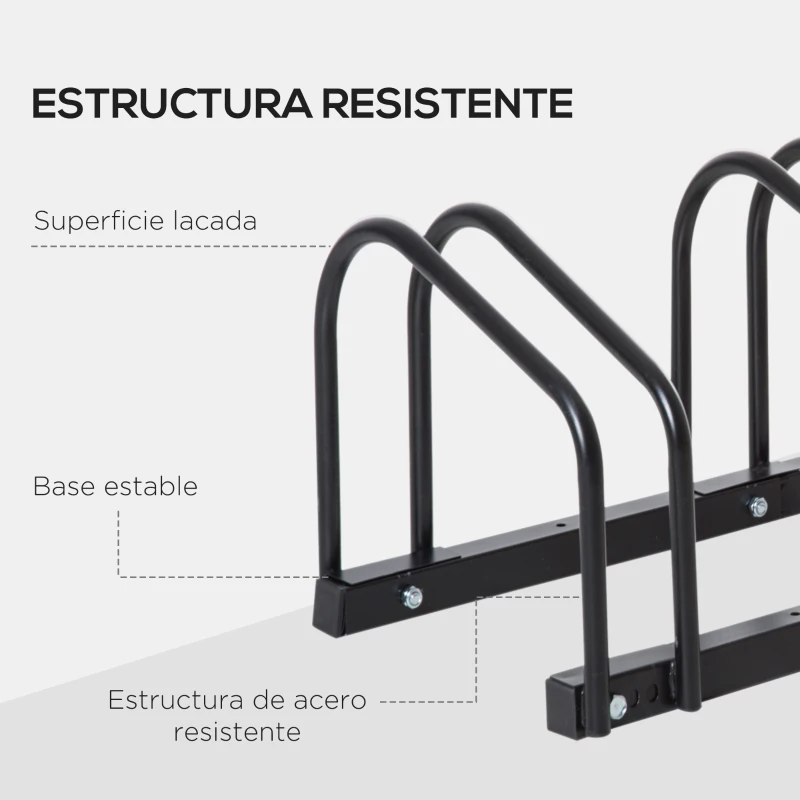 HOMCOM Aparcamiento para 6 Bicicletas Soporte de Acero para Aparcar Bicicletas en el Suelo o Pared 179x33x27 cm Negro