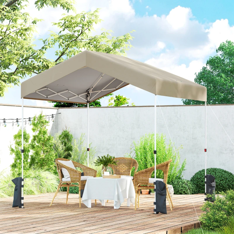 Outsunny Tenda Dobrável 2,4x2,4 m Pop-up UPF50+ Bloqueio Central Altura Ajustável Bolsa de Transporte Sacos de Areia Bege
