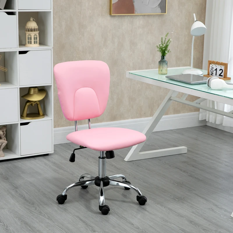 Vinsetto Cadeira de Escritório Giratória de Couro PU com Altura Ajustável e Função Basculante 50x54x87,5-96,5 cm Rosa