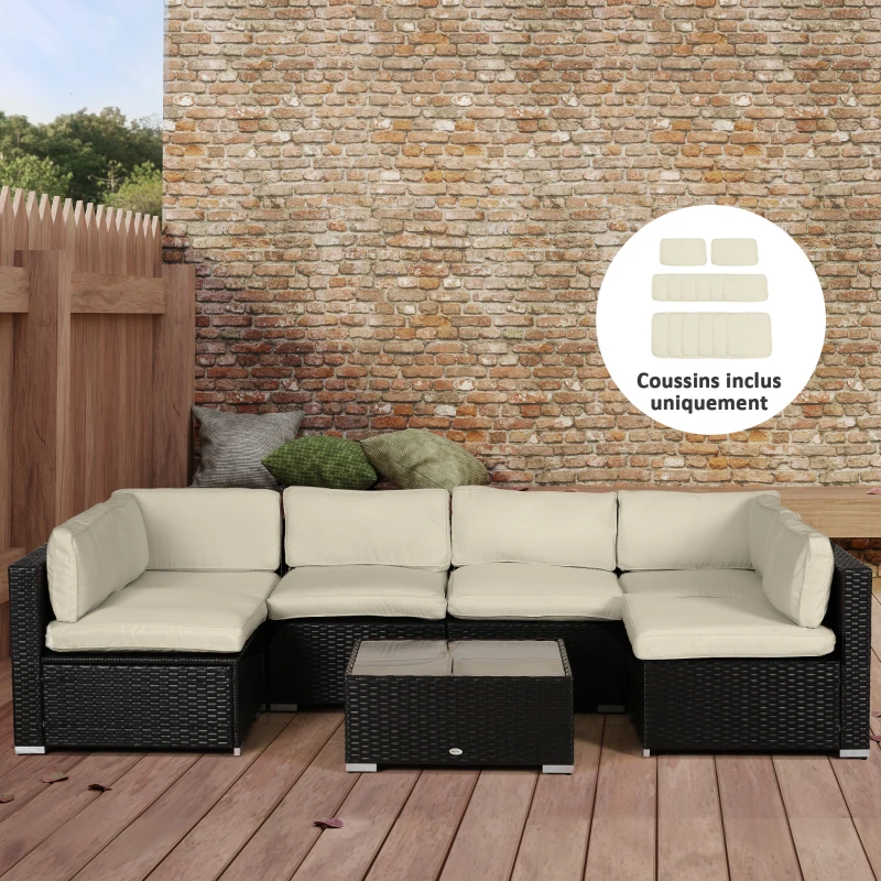 Outsunny Lot de 14 Housses de Rechange Coussins Salon de Jardin - 6 Housses Coussin d'assise, 8 Housses Coussin Dossier - Housses zippées Polyester déperlant Crème