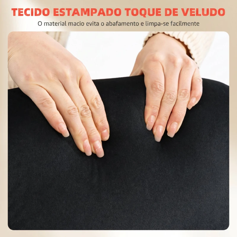 HOMCOM Cadeira de Escritório Apoios de Braços Rebatíveis Altura Ajustável Função Basculante e Estofada em Veludo 68x69x118 cm Preto