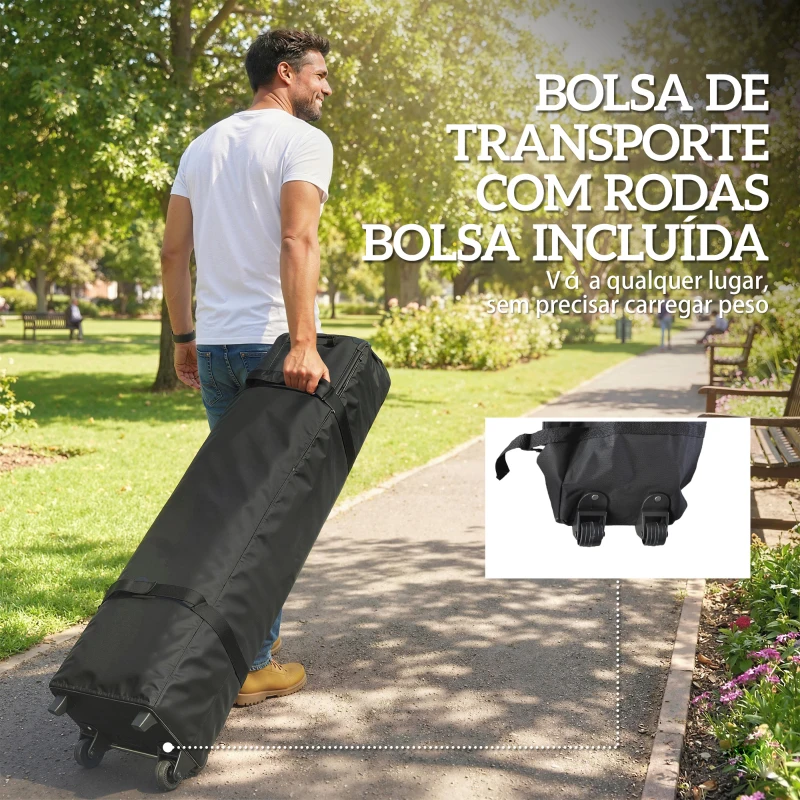 Outsunny Tenda Dobrável 3x3 m Pop-up Tenda de Jardim com Bloqueio Central UPF50+ Altura Ajustável 3 Níveis Bolsa de Transporte Azul