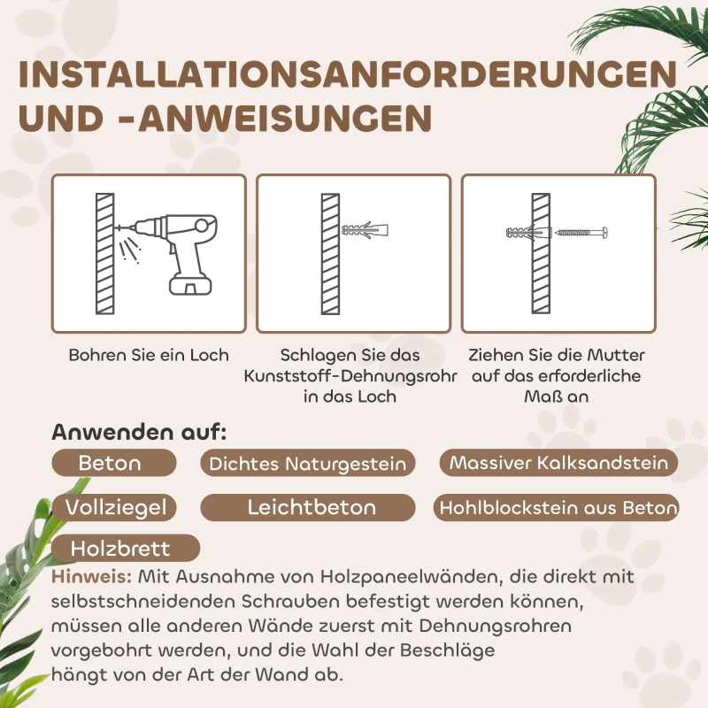 PawHut Kletterwand Katzen 4-teilig Katzen Kletterwand Set mit Hängematte, Katzenbrücke bis zu 5 kg, Dunkelgrau