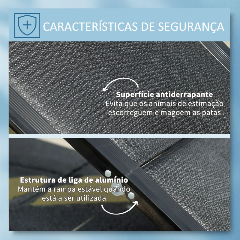 PawHut Rampa Dobrável para Cães com Superfície Antiderrapante Alça e Gancho Carga Máxima 60 kg 158x43,5x2,5 cm Preto