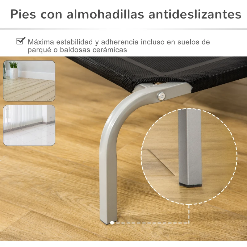 PawHut Cama Elevada para Perros Gatos Transpirable Cama para Mascotas 90x65x20 cm para Dormir Relajar con Marco de Acero para Interior Exterior Negro