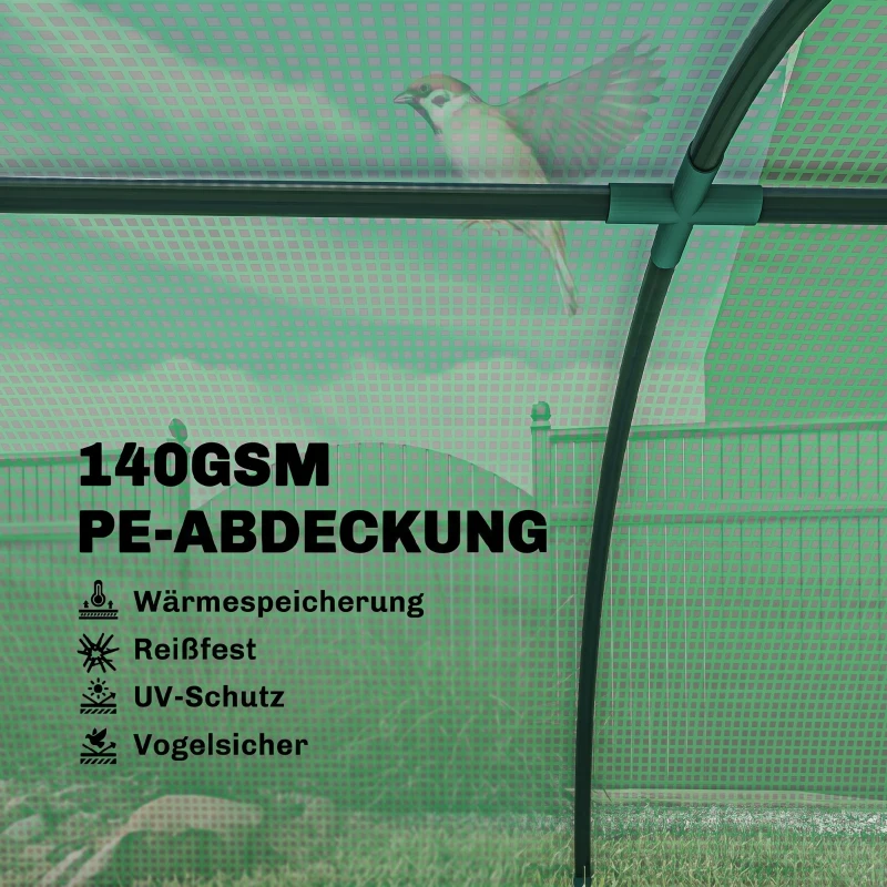 Outsunny Foliengewächshaus, wetterbeständig, UV-beständig, Folientunnel, 200 cm x 80 cm x 45 cm, Grün