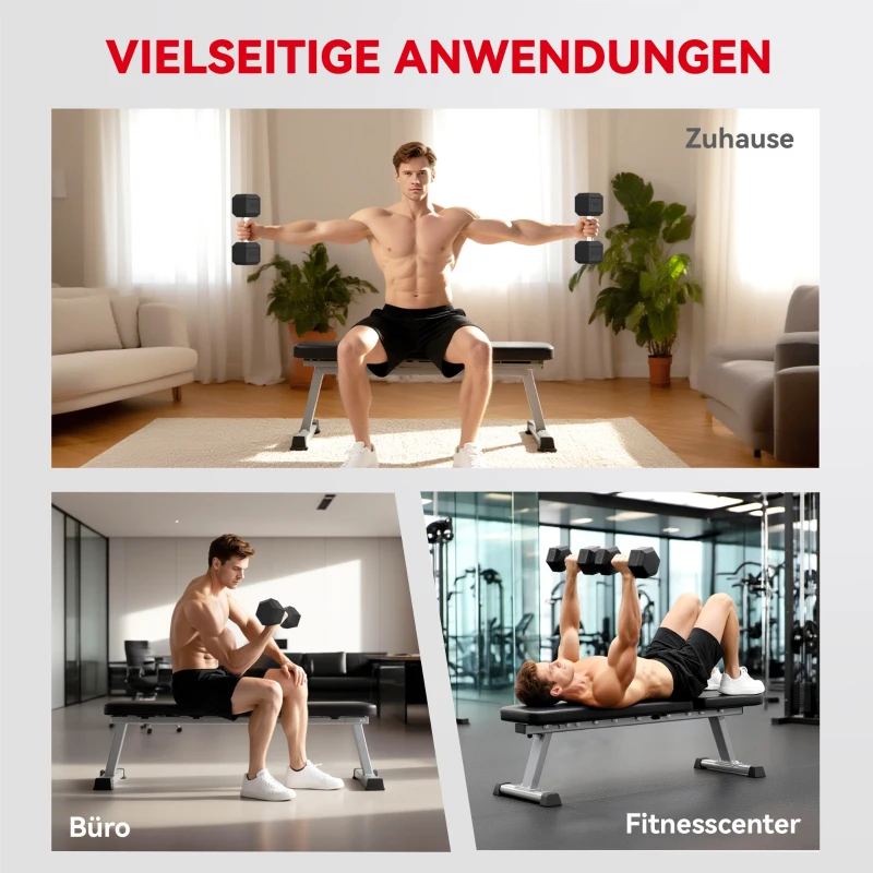 HOMCOM Hanteln mit gerändeltem Griff, Kurzhantel aus Gusseisen, 2 x 20kg für Zuhause, Fitnessstudio, Krafttraining