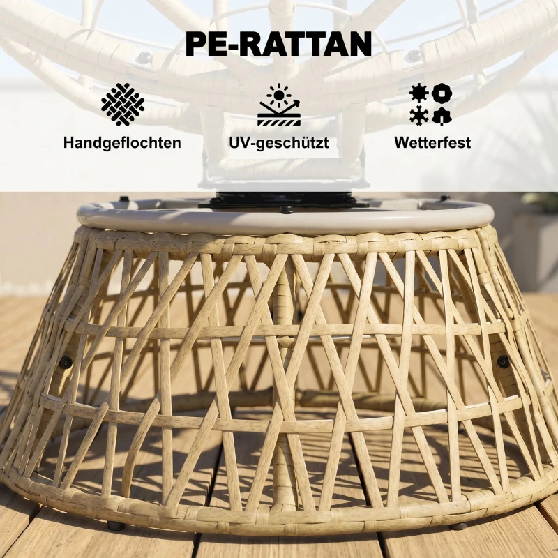 Outsunny Bistro-Set Balkon-Set Terrassenset, wetterbeständig, abnehmbare Polster, 85 cm x 70 cm x 82 cm, Natur +Hellbraun