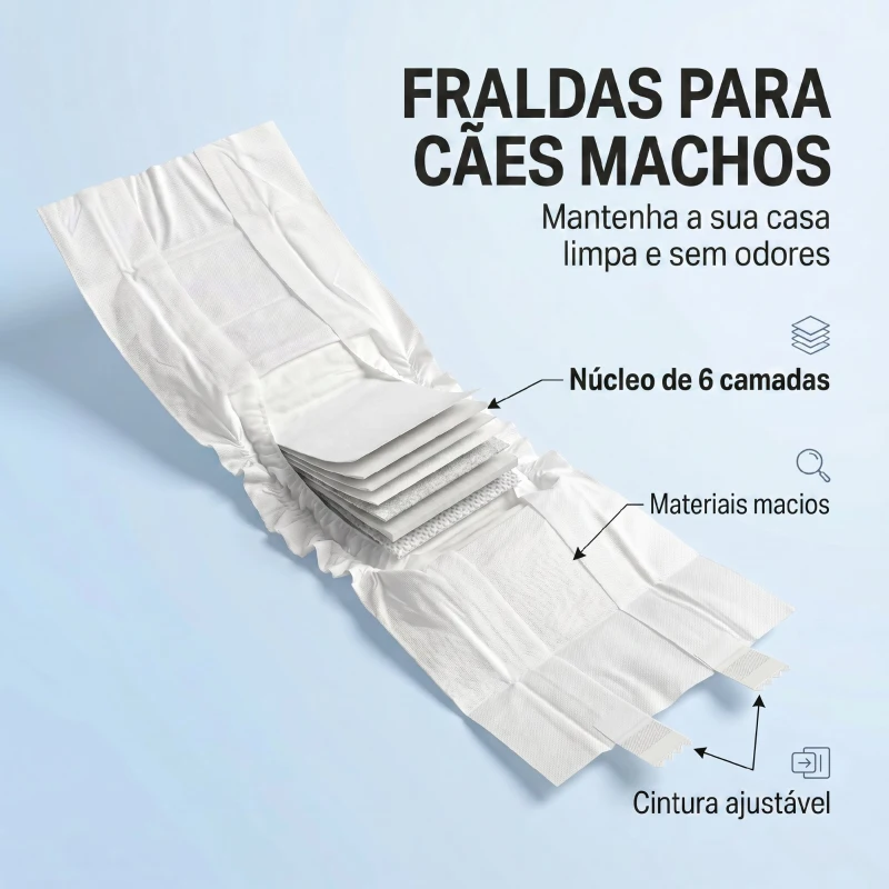 PawHut Fraldas Descartáveis para Cães Machos 48 Unidades Super Absorventes Antifugas para Cães Tamanho M