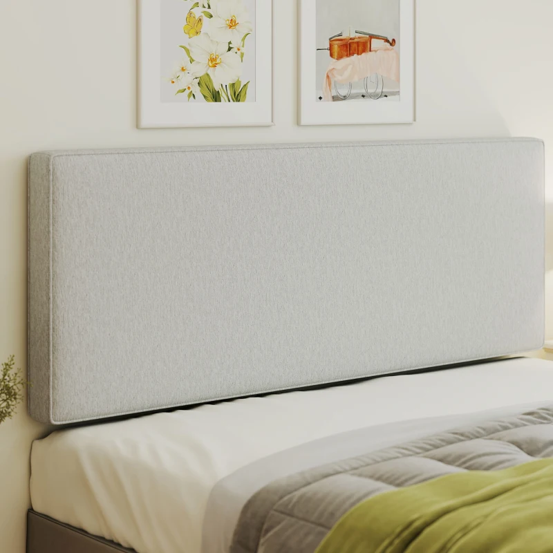 HOMCOM Tête de lit murale en lin, 140 x 60 cm, tête de lit suspendue rembourrée pour chambre à coucher, crème