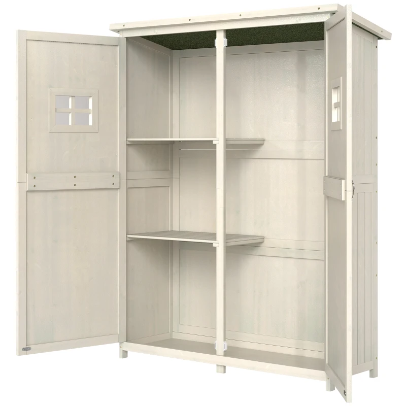 Outsunny Gartenschrank Holz Geräteschuppen Gerätehaus Geräteschrank Pultdach Garten Grau 127,5x50x164cm