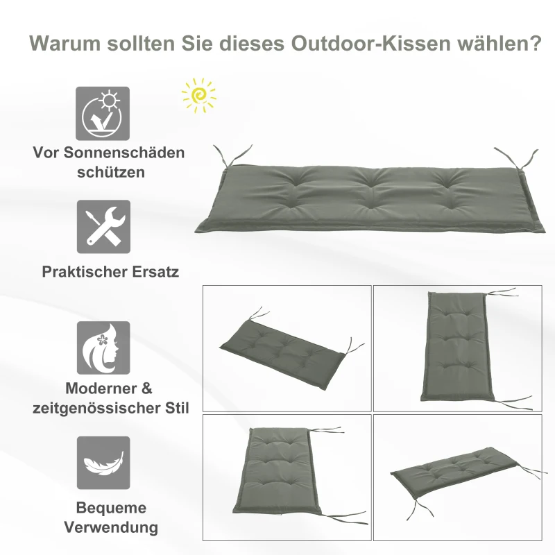 Outsunny Bankauflage, 2er Set, Bankkissen, Sitzkissen für Gartenbank, Polster Polyester Dunkelgrau 120 x B54 x D5 cm