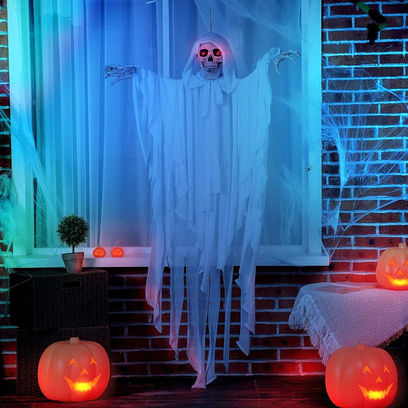 Outsunny Halloween-Dekoration Gespenst mit Spezialeffekten und Soundfunktion 91 cm x 19 cm x 153 cm
