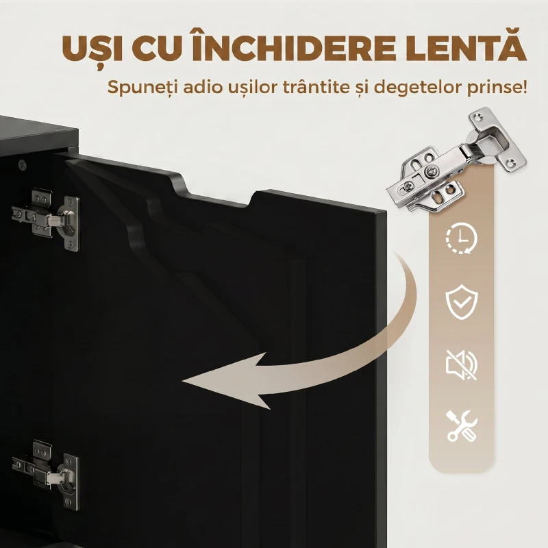 HOMCOM Fișet de Birou cu 5 Sertare și Roți, Negru
