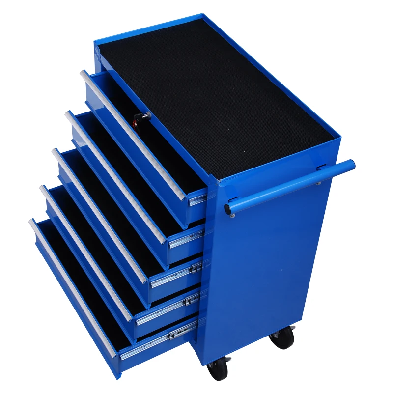 Homcom Caisse à Outils avec Chariot en Acier Bleu 68 x 39 x 71 cm